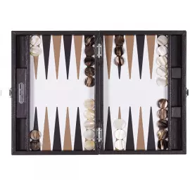 Эксклюзивный набор для игры в нарды "Baptiste" из кожи, коричневый, малый